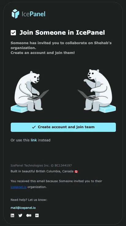 IcePanel invite email